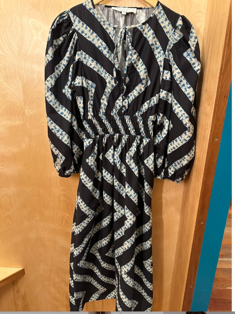 Hunter Bell New York Cotton Graphic Print Dress w/ Balloon Sleeves - Size XS